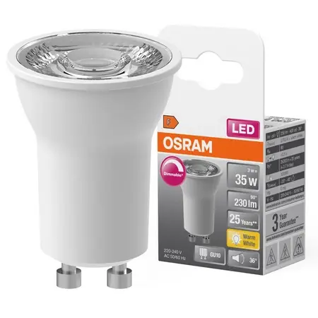 Bestpreis LED PAR11 Reflektor GU10 3W = 35W 230lm 2700K Warm 36° Dimmbar SUPERSTAR Osram