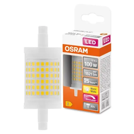Billig LED Leuchtmittel R7s 78mm 12W = 100W 1521lm 2700K Warm 360° OSRAM STAR Dimmbar