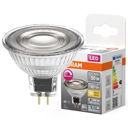 Schnäppchen LED Leuchtmittel GU5.3 MR16 8W = 50W 670lm 2700K Warm 36° CRI90 12V OSRAM SUPERSTAR+ Dimmbar