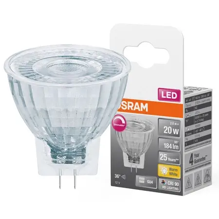 Angebot LED Lampe GU4 MR11 2.8W = 20W 184lm 2700K Warm 36° 12V CRI90 Dimmbar OSRAM SUPER STAR