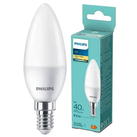 Schnäppchen LED-Lampe E14 Kerze B35 4.9W = 40W 470lm 2700K Warm Essential Philips