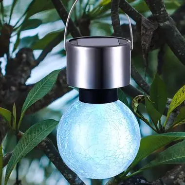 Billig LED Solar Hängeleuchte, Dekorstanzungen, weiß-gelb, H 14 cm | ETC Shop