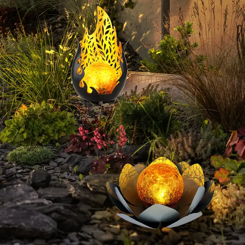 Mega-Angebot 2er Set LED Solarleuchten, Lotusblume, Flammen Design | ETC Shop