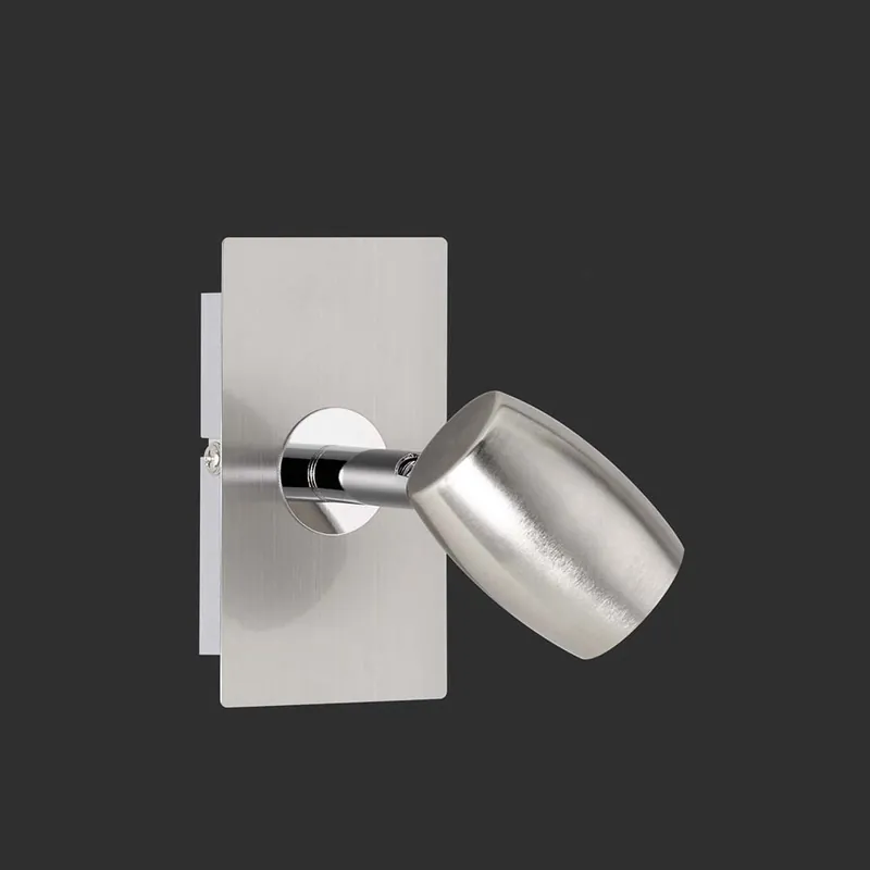 1er Wand Spot, Wandbeleuchtung, Rund, Nickel, 10 cm x 13 cm Neu
