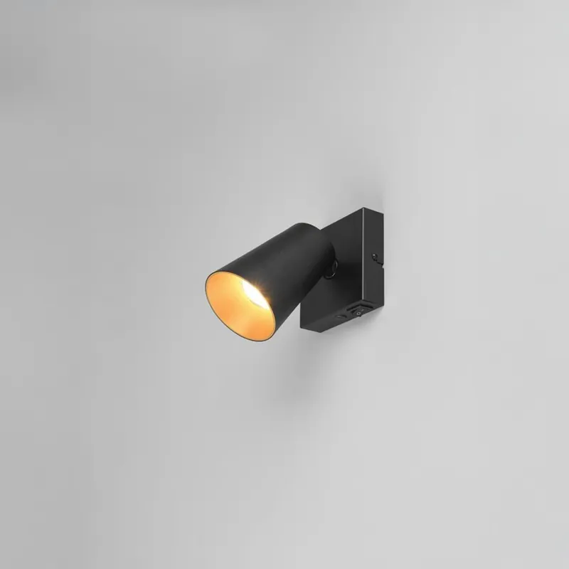 1er Spot, Schwarz, 2 Cover, Gold, Schwenkbar, Schalter, 10 cm x 10 cm Neue Ware