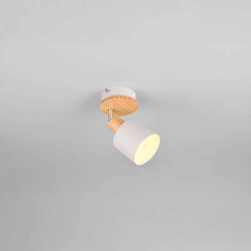 1er Strahler, Metall, Holz, Grau, Braun, Schwenkbar, 17 cm Tiefe Neue Ware