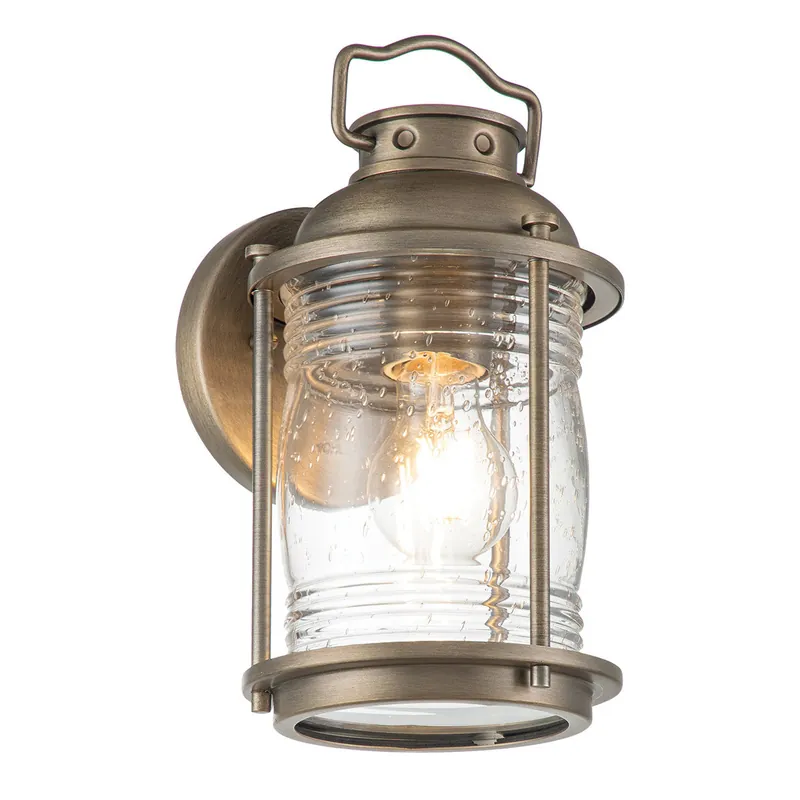 Sale Kleine bronzefarbene Wandleuchte mit Strukturglas, 28 cm