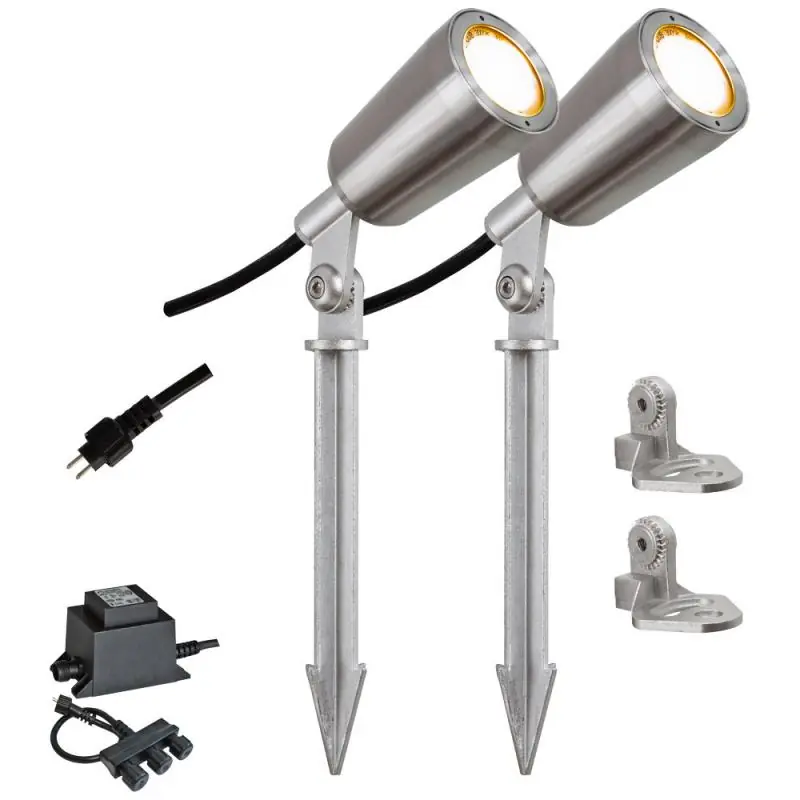 2er Set EVN LED Erdspießleuchte warmweißes Licht Gartenspot IP68 6W 3000K inkl. IP44 Trafo / 3-fach Verteiler Saisonangebot