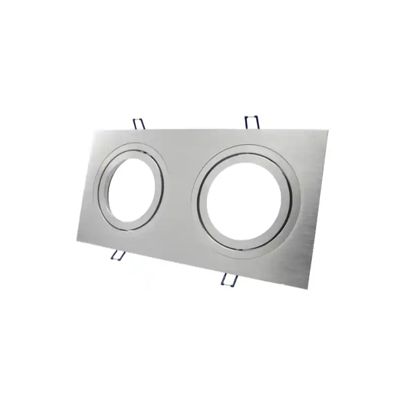 Kracherpreis 2-fach Einbaurahmen AR111 | Rechteckig 355 x 180 mm | Alu gebürstet | voll verstellbar