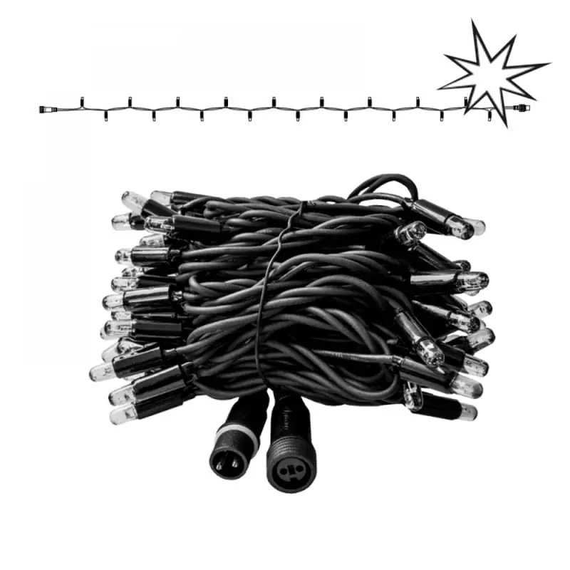 10m schwarze LED System Lichterkette mit 80 LEDs 2400K warmweiß + 20 LEDs blinkend kaltweiß 6000K Begrenztes Angebot